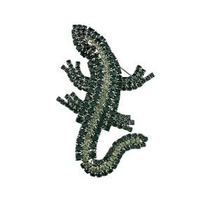 Vintage Green Glass Some Unranium Glass Alligator or Crocodile Brooch